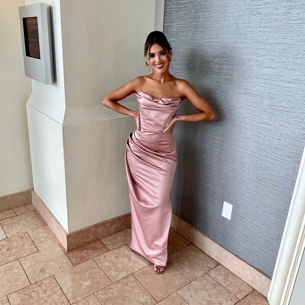 Satin house of CB gown
